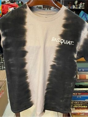 Basquiat Men’s Tie-Dye Crew Tee in Black and Cream